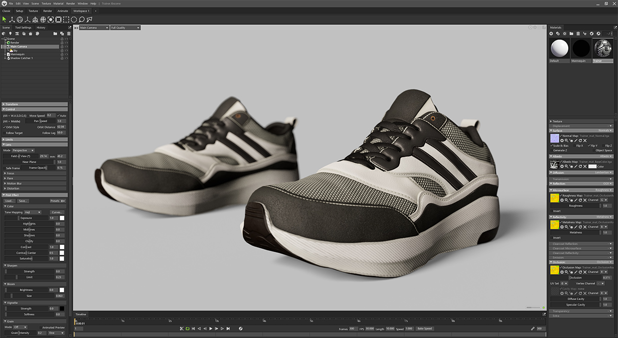 Trainers rendered in Marmoset with realistic details.